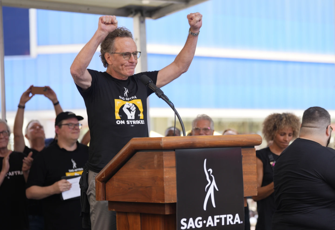 “Star-Studded Times Square Rally of Striking Actors and Writers Adds Bryan Cranston and Jessica Chastain to Its Impressive Lineup”